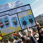 Un momento de la  manifestación convocada por la Fundación Jusapol en Barcelona