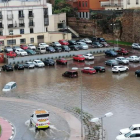 Aparcamiento del Melgar inundado este pasado fin de semana por las lluvias. DL