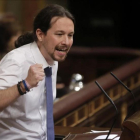El líder de Podemos, Pablo Iglesias, en el Congreso de los Diputados.