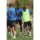 Bolaños, durante un entrenamiento en el Anexo del Toralín junto a sus compañeros. L. DE LA MATA