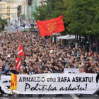 Manifestación a favor de la libertad de Arnaldo Otegi, este sábado en San Sebastián.
