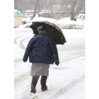 Una mujer bajo la nieve, ayer en Barniedo