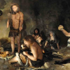 Recreación de un grupo de neandertales, en cuya dieta estaría una amplia variedad de moluscos.