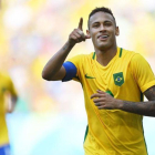 Neymar celebra su segundo gol en la semifinal contra Honduras.