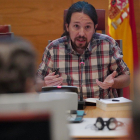 El secretario general de Podemos, Pablo Iglesias, en la comisión sobre la financiación ilegal de los partidos del Senado