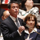 El primer ministro francés, Manuel Valls, durante la sesion de control al Gobierno en  la Asamblea.
