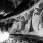 Imagen de la pérdida de película pictórica en algunos de los frescos del Panteón