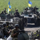 Tropas ucranianas posicionadas en las proximidades de Slaviansk.