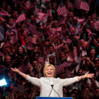 Hillary Clinton celebra su victoria en las primarias del martesm en Brooklyn.