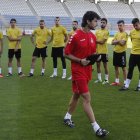 Ferrando, en primer plano, durante uno de los entrenamientos de la Cultural en el Reino.