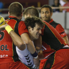 Gonzalo Carou, ante el Huesca, en el primer partido del curso.