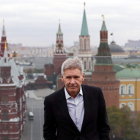 El actor norteamericano Harrison Ford en la plaza Roja de Moscú.