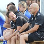 Dani Borreguero y Claudio, en el banquillo durante el partido del pasado sábado ante la Toralense.