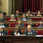 El 'conseller' de Interior, Ramon Espadaler, durante su intervención en el pleno del Parlament, este miércoles.