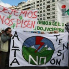 Manifestación en León en contra de la línea Sama-Velilla, en una imagen de archivo.