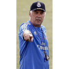 Ancelotti, en su primer entrenamiento con el Madrid.