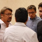 Xavier Domènech, Íñigo Errejón, Alberto Garzón y Gabriel Rufián, en el Congreso.