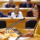 La ministra de Hacienda, María Jesús Montero, en el pleno del Senado convocado para debatir la senda de estabilida del Gobierno.