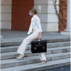 La vicepresidenta Yolanda Díaz llega a la Moncloa. EMILIO NARANJO