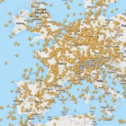 Aviones que sobrevolaban parte de Europa ayer a las seis de la tarde según la web de Flightradar.