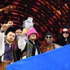 El conjunto ucraniaano celebra la victoria en Eurovisión. ALESSANDRO DI MARCO