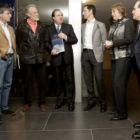 Herrera, Ruiz y Villanueva, junto a los autores del libro.