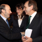 Rubalcaba, Soraya Rodríguez y Alonso, ayer en el Congreso.