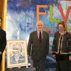 El director general de Políticas Culturales, José Ramón Alonso, José María Merino, Rosa Hernández y Nicolás Miñambres.