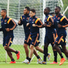 Jugadores de la selección Colombia en el entrenamiento.