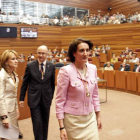 La presidenta de la Fundación Villalar,  García Cirac, durante un acto en las Cortes de Castilla y León.