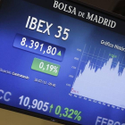 Monitor de la Bolsa de Madrid, en una imagen de archivo.