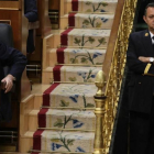Mariano Rajoy atiende la intervención de Irene Montero, este martes, en el Congreso.