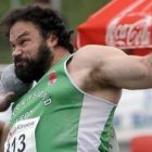 El lanzador de peso leonés Manolo Martínez durante una de sus últimas competiciones.