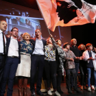 Candidatos nacionalistas corsos en un acto de campaña.