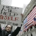 Protesta por la crisis de las subprime ante la Bolsa de Nueva York.