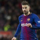 Piqué, en el derbi copero ante el Espanyol en el Camp Nou.