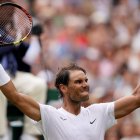 Nadal celebra su victoria frente a Joao Sousa. NIC BOTHMA
