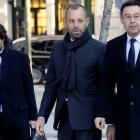 Rosell y Bartomeu llegan a la Audiencia Nacional de Madrid en febrero del 2016.