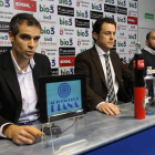 Gallardo, Domínguez y Vega ayer en El Toralín