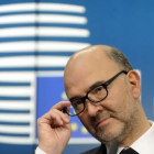 Comisario de Asuntos Económicos, Pierre Moscovici durante la rueda de premsa de este lunes.