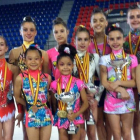 Las medallistas del Club Ritmo en el Nacional de Logroño.