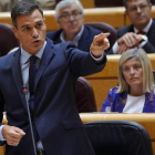 Pedro Sánchez, durante un pleno del Senado.