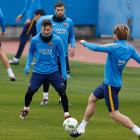 Messi, durante el entrenamiento del Barcelona en Yokohama.