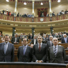 Rajoy, Bono, Zapatero y Landelino Lavilla, en el Congreso, en una imagen de archivo.