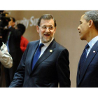 Momento de la charla entre Mariano Rajoy y Barack Obama.