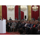 Emmanuel Macron durante su discurso anual a los embajadores. /