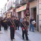 La banda del Bendito Cristo de los Afligidos durante el pasacalles