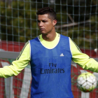 Cristiano Ronaldo completó el entrenamiento de ayer con el Real Madrid.