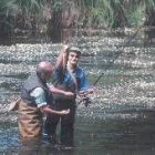 José Luis Rodríguez Zapatero pescando en el río Burbia