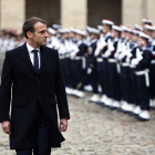 El presidente francés, Emmanuel Macron, durante un acto en París el pasado lunes. THIBAULT CAMUS